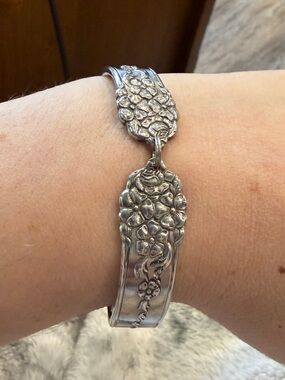 Hand Crafted Silver Floral Spoon Bracelet - Hand Crafted